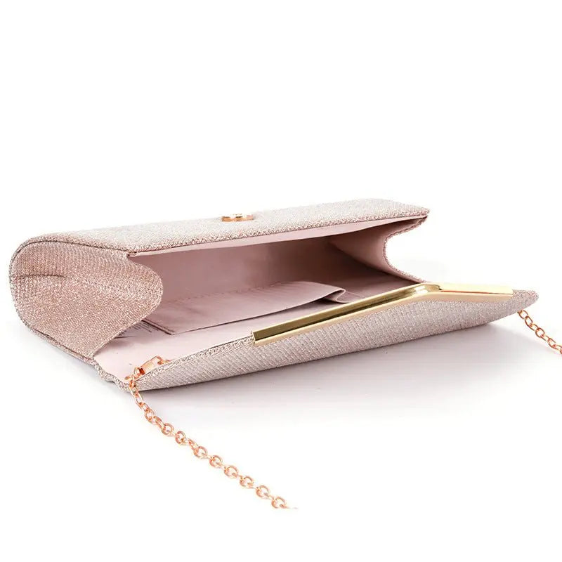 V-shaped metal strip flashing fashion evening bag nowadaysfashion