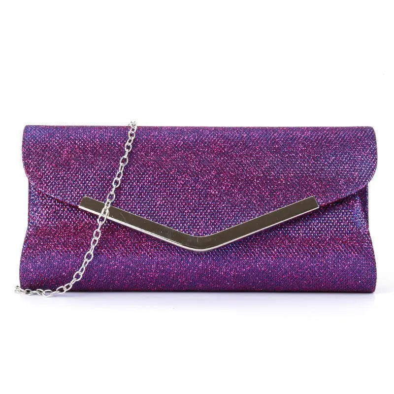 V-shaped metal strip flashing fashion evening bag nowadaysfashion