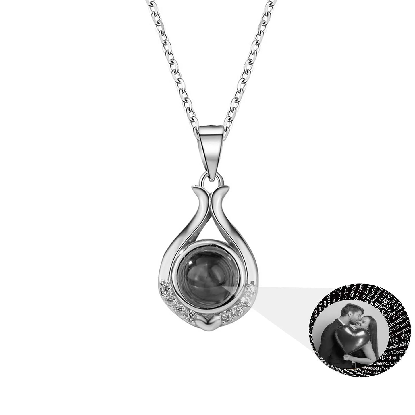 Valentine's Day Gift Photo Custom Simple flower Shaped Projection Necklace - Blade & Thread