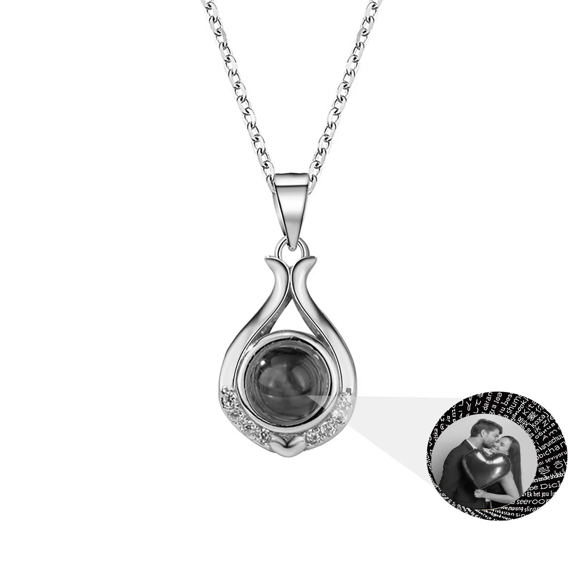 Valentine's Day Gift Photo Custom Simple flower Shaped Projection Necklace - Blade & Thread