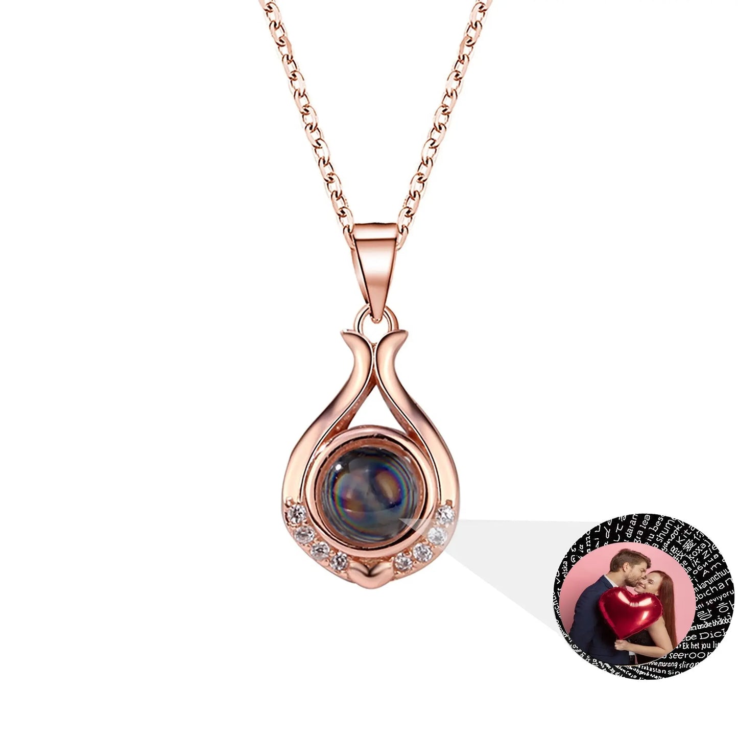 Valentine's Day Gift Photo Custom Simple flower Shaped Projection Necklace - Blade & Thread