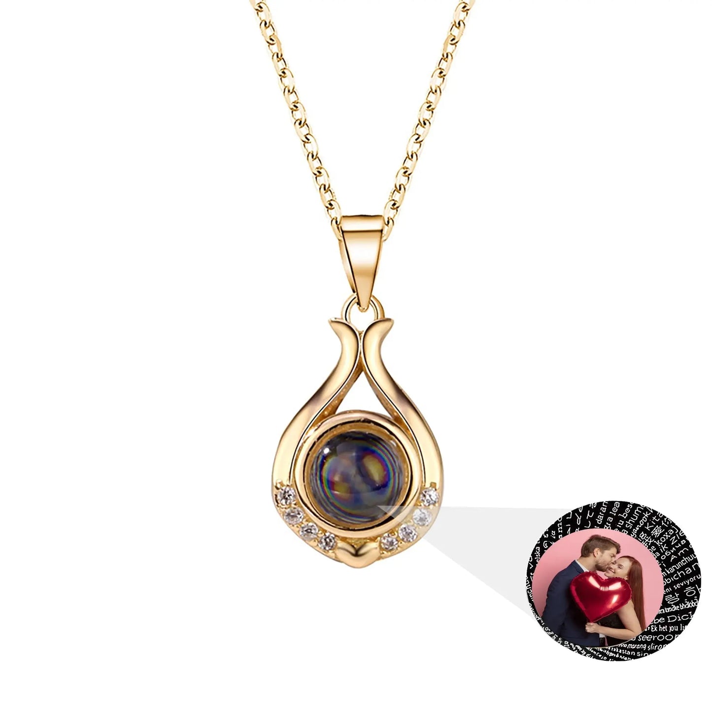 Valentine's Day Gift Photo Custom Simple flower Shaped Projection Necklace - Blade & Thread