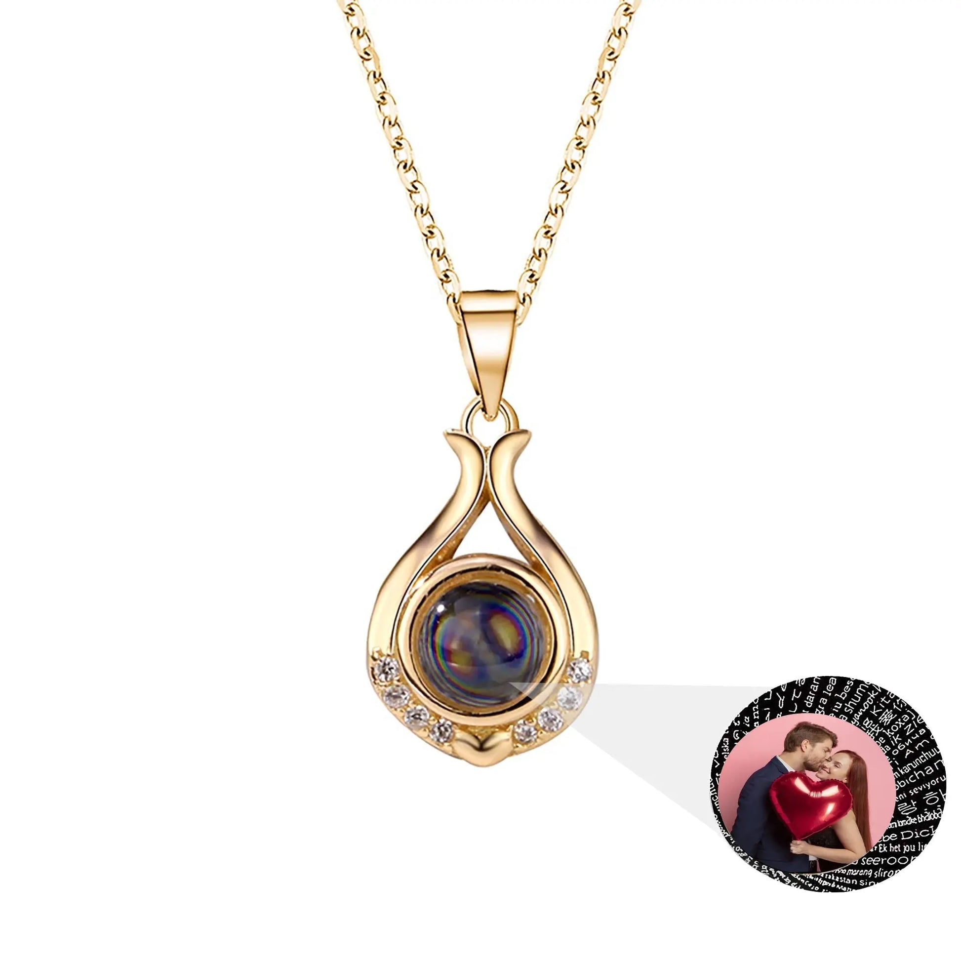 Valentine's Day Gift Photo Custom Simple flower Shaped Projection Necklace - Blade & Thread