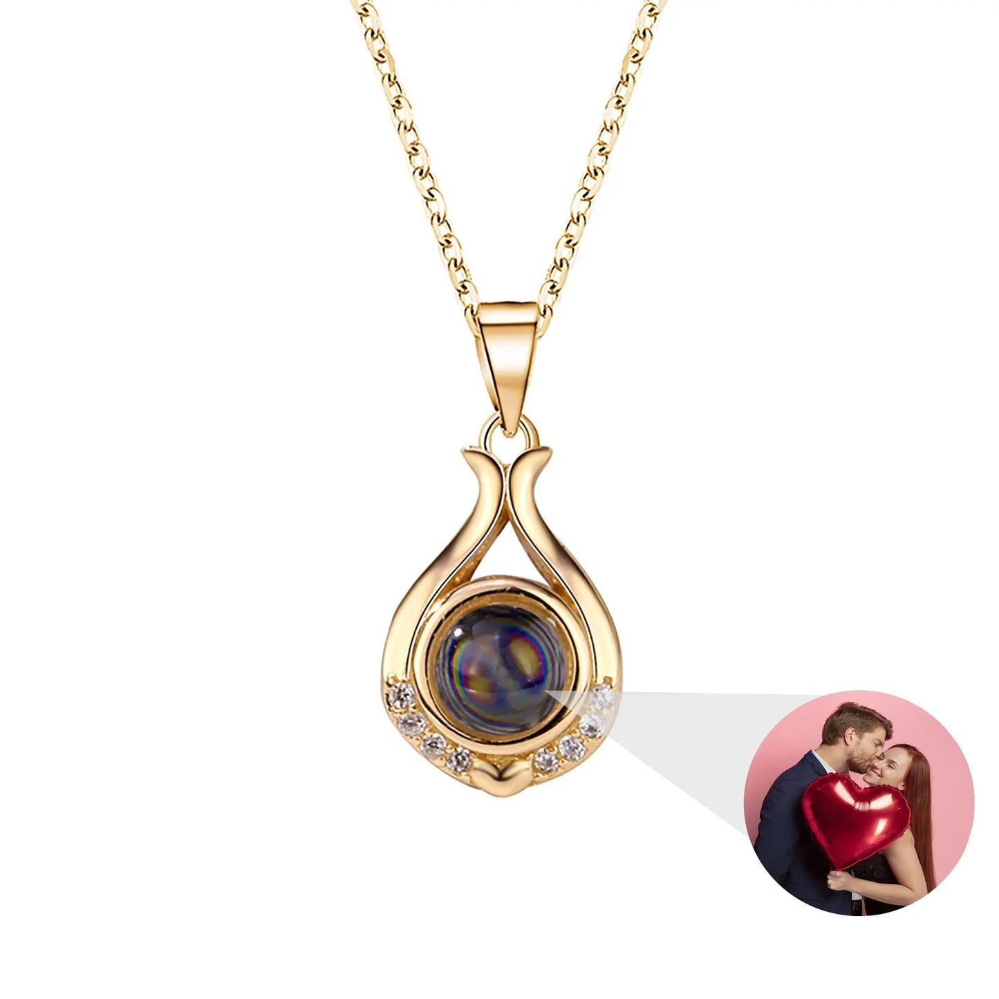 Valentine's Day Gift Photo Custom Simple flower Shaped Projection Necklace - Blade & Thread