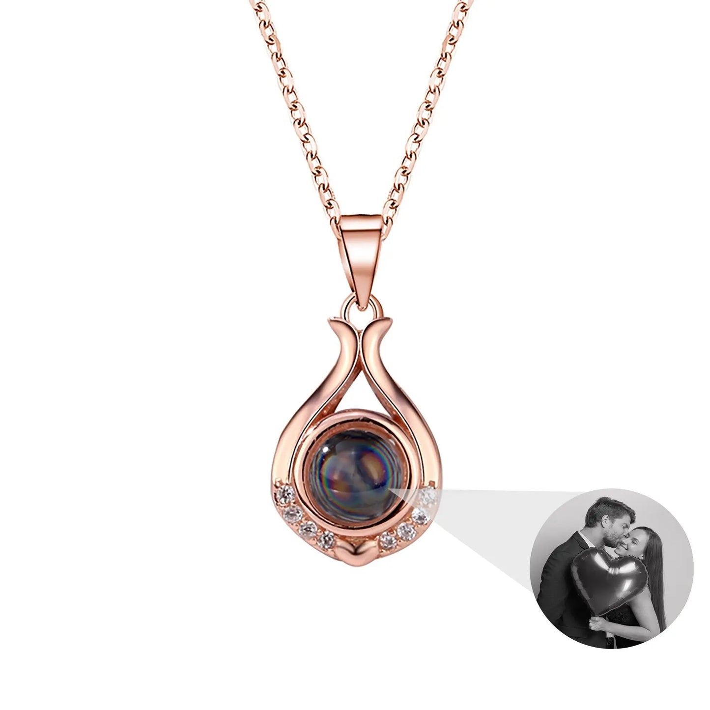 Valentine's Day Gift Photo Custom Simple flower Shaped Projection Necklace - Blade & Thread