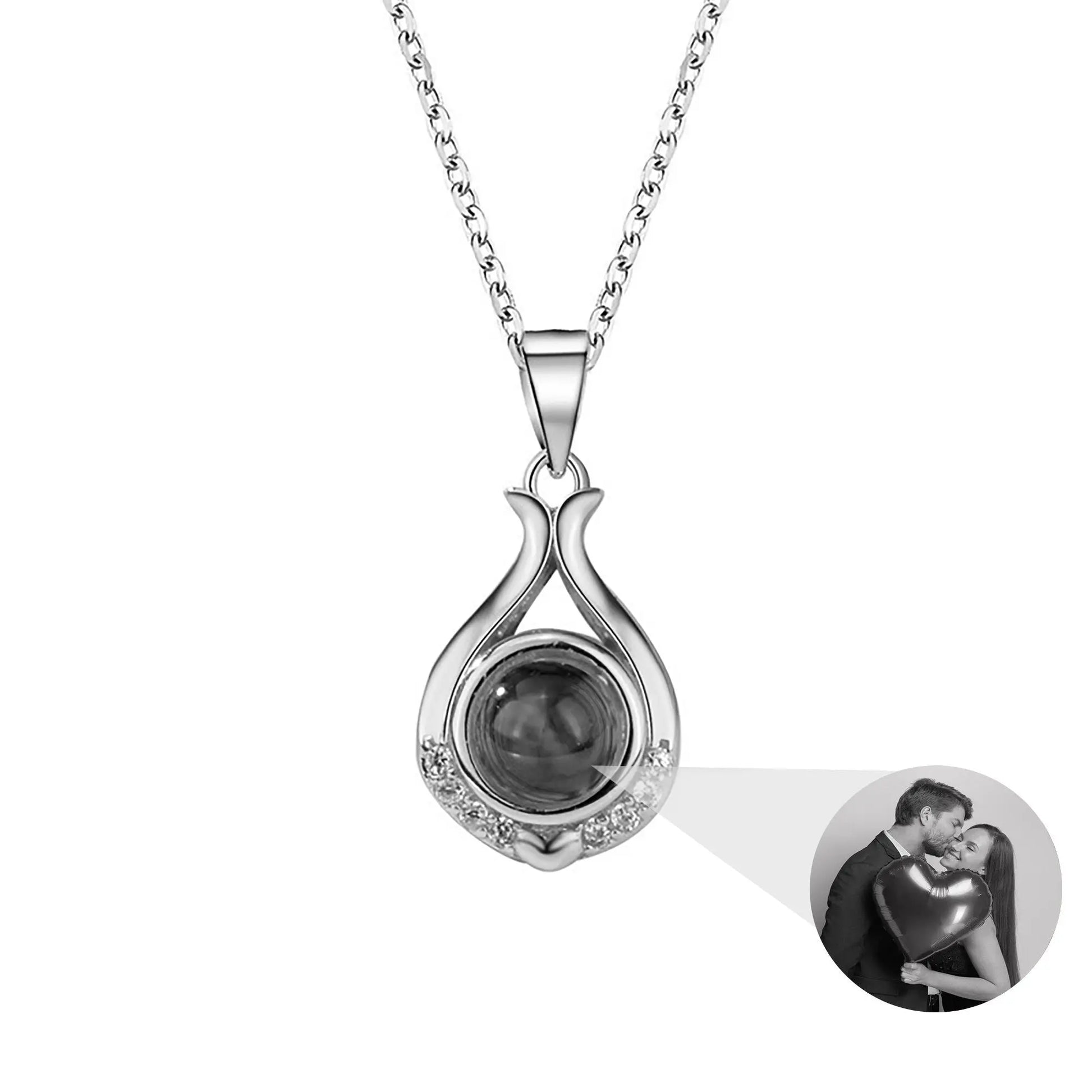 Valentine's Day Gift Photo Custom Simple flower Shaped Projection Necklace - Blade & Thread