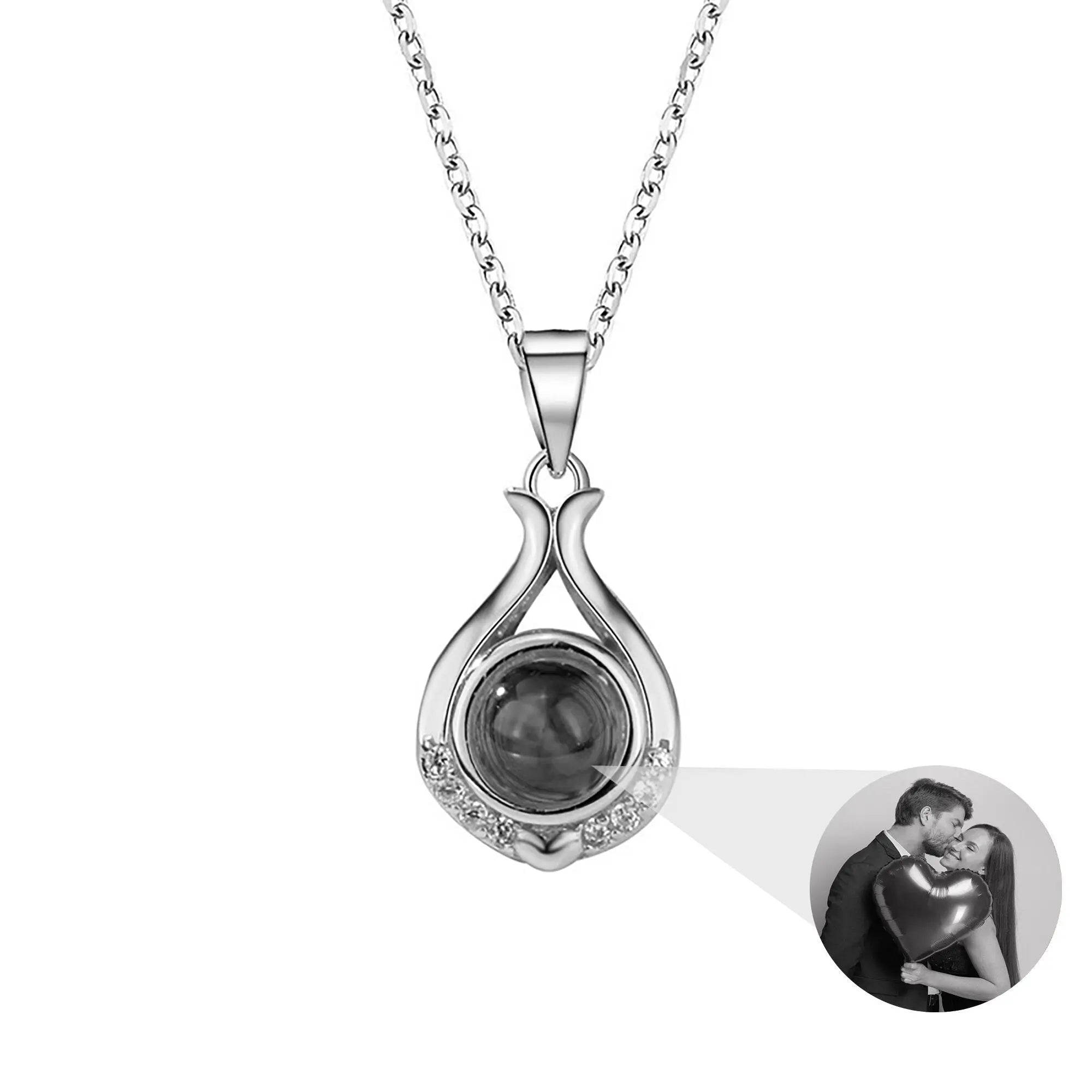 Valentine's Day Gift Photo Custom Simple flower Shaped Projection Necklace nowadaysfashion