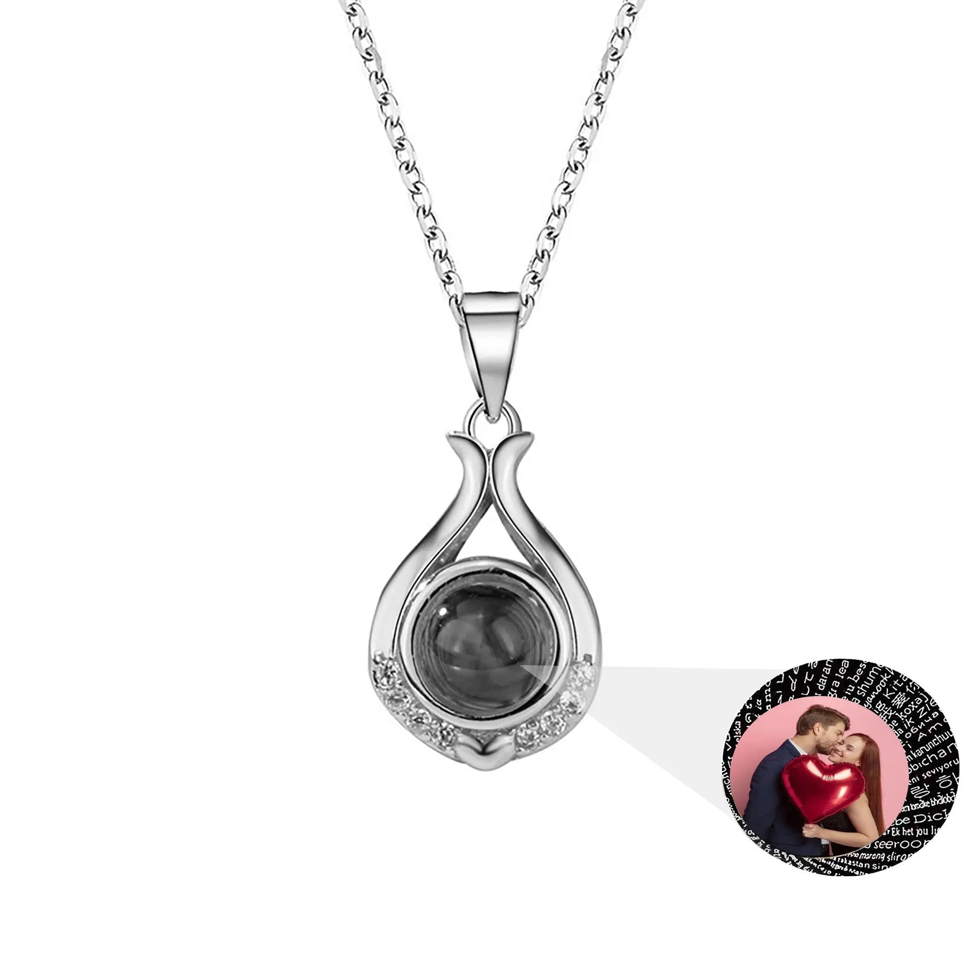 Valentine's Day Gift Photo Custom Simple flower Shaped Projection Necklace - Blade & Thread