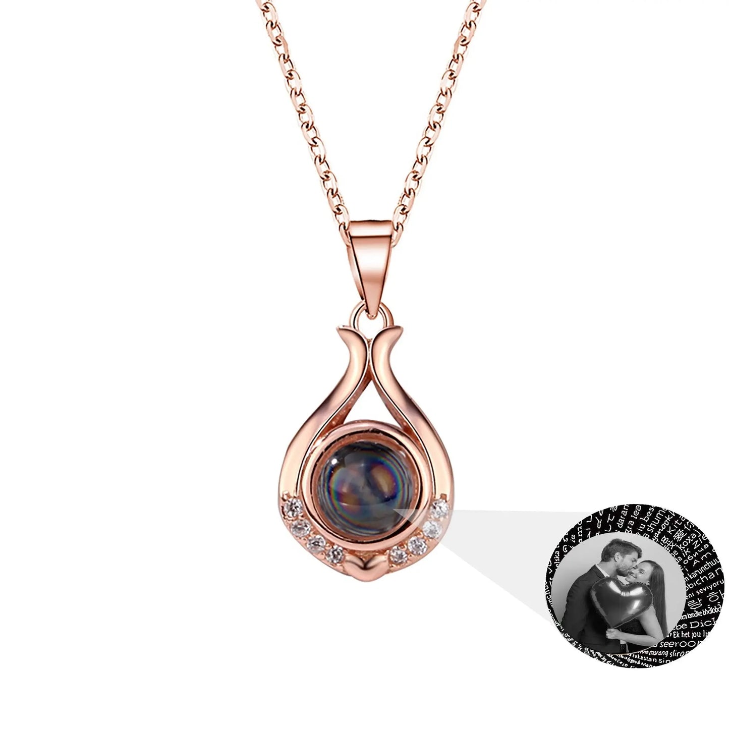 Valentine's Day Gift Photo Custom Simple flower Shaped Projection Necklace - Blade & Thread