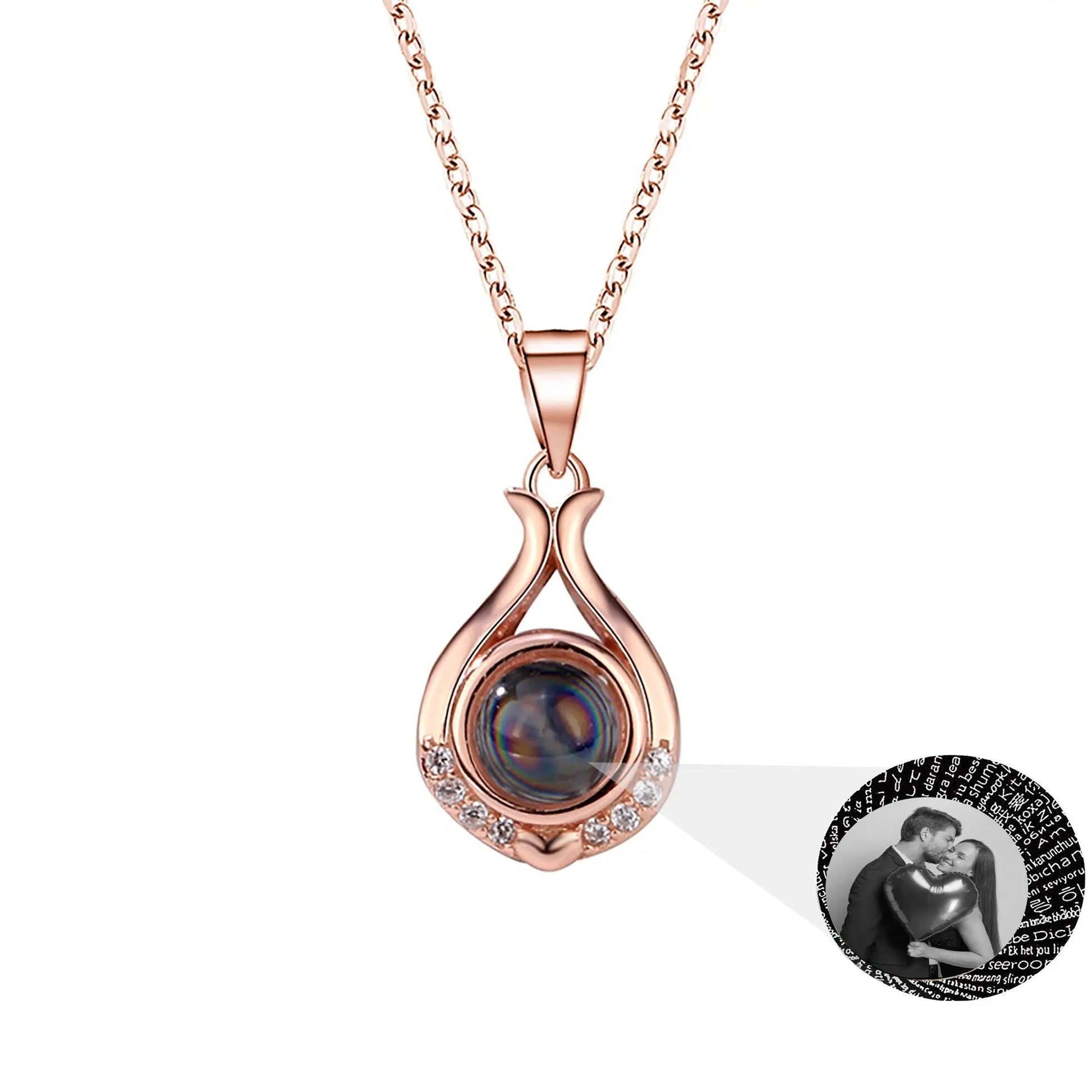 Valentine's Day Gift Photo Custom Simple flower Shaped Projection Necklace - Blade & Thread
