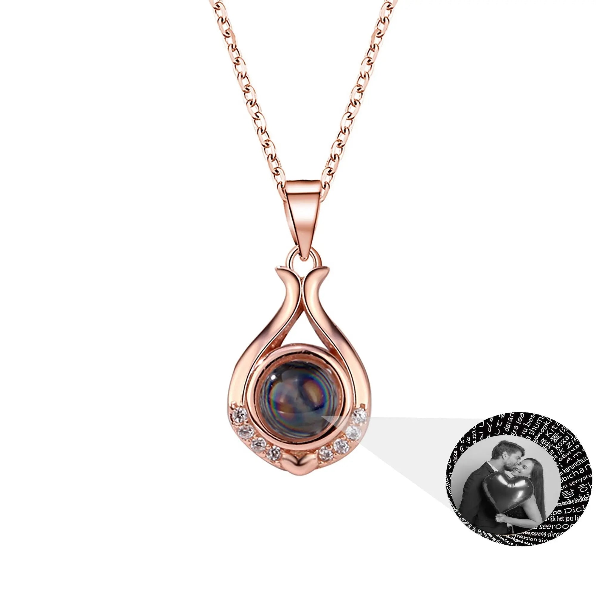 Valentine's Day Gift Photo Custom Simple flower Shaped Projection Necklace nowadaysfashion