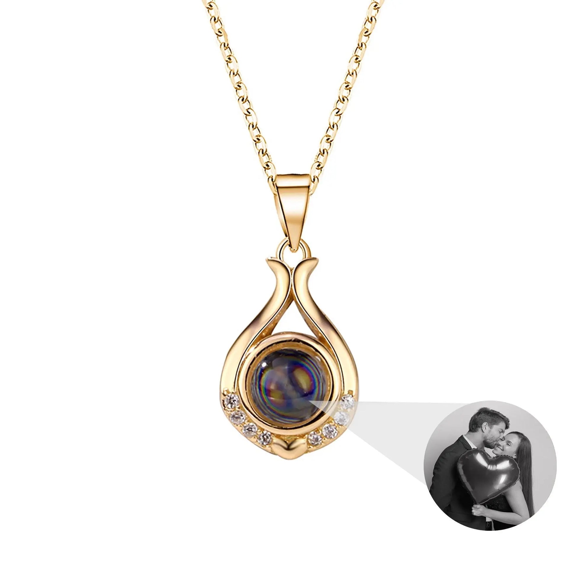 Valentine's Day Gift Photo Custom Simple flower Shaped Projection Necklace - Blade & Thread