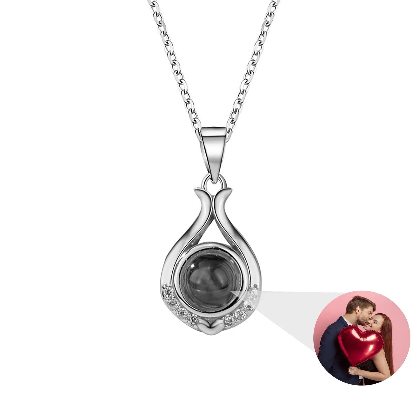Valentine's Day Gift Photo Custom Simple flower Shaped Projection Necklace - Blade & Thread