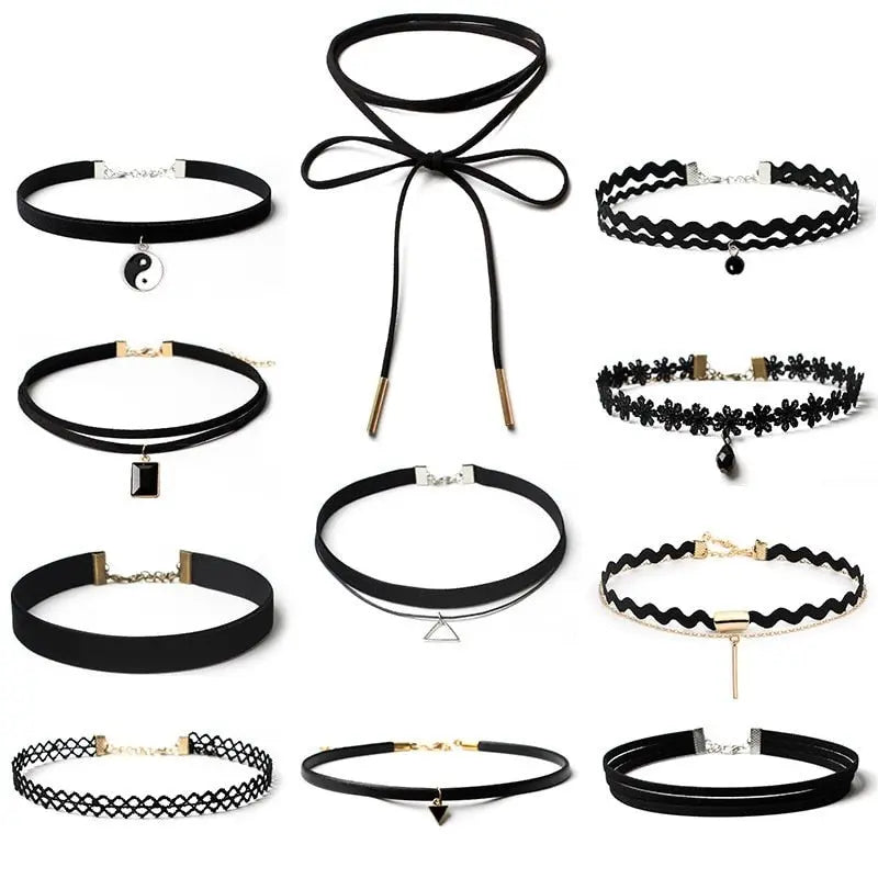 Velvet Choker Necklace for Women Lace Necklace with Pendants Gothic Girl Neck Jewelry - Blade & Thread