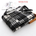 Velvet Thicken Plaid Shirts Blouses Autumn Winter Warm Shirts nowadaysfashion