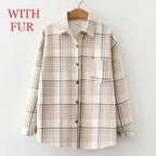 Velvet Thicken Plaid Shirts Blouses Autumn Winter Warm Shirts nowadaysfashion