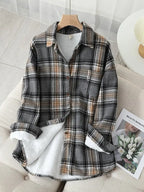Velvet Thicken Plaid Shirts Blouses Autumn Winter Warm Shirts nowadaysfashion