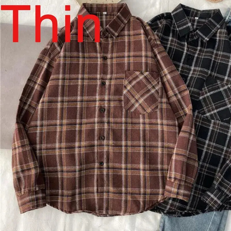 Velvet Thicken Plaid Shirts Blouses Autumn Winter Warm Shirts nowadaysfashion
