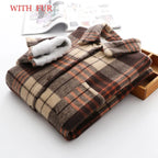 Velvet Thicken Plaid Shirts Blouses Autumn Winter Warm Shirts nowadaysfashion