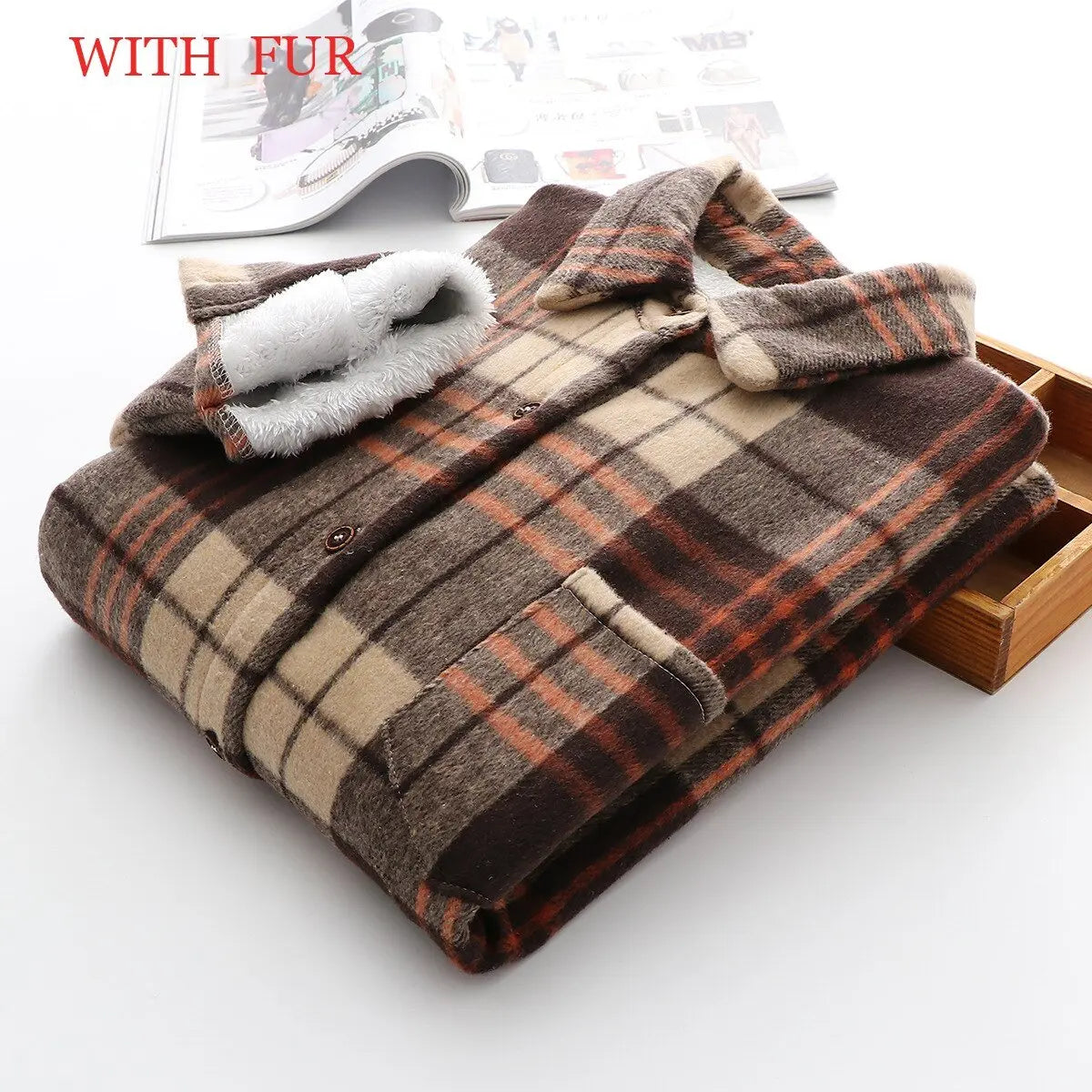 Velvet Thicken Plaid Shirts Blouses Autumn Winter Warm Shirts - Blade & Thread