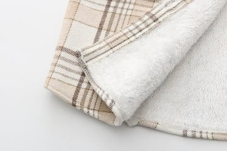 Velvet Thicken Plaid Shirts Blouses Autumn Winter Warm Shirts - Blade & Thread