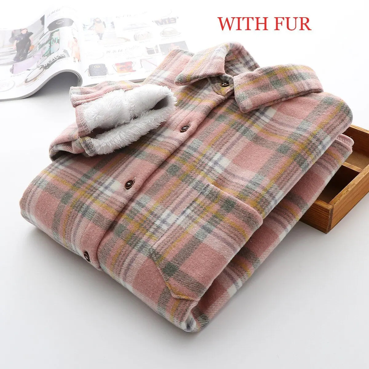 Velvet Thicken Plaid Shirts Blouses Autumn Winter Warm Shirts - Blade & Thread