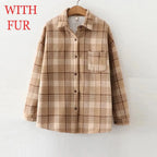 Velvet Thicken Plaid Shirts Blouses Autumn Winter Warm Shirts nowadaysfashion