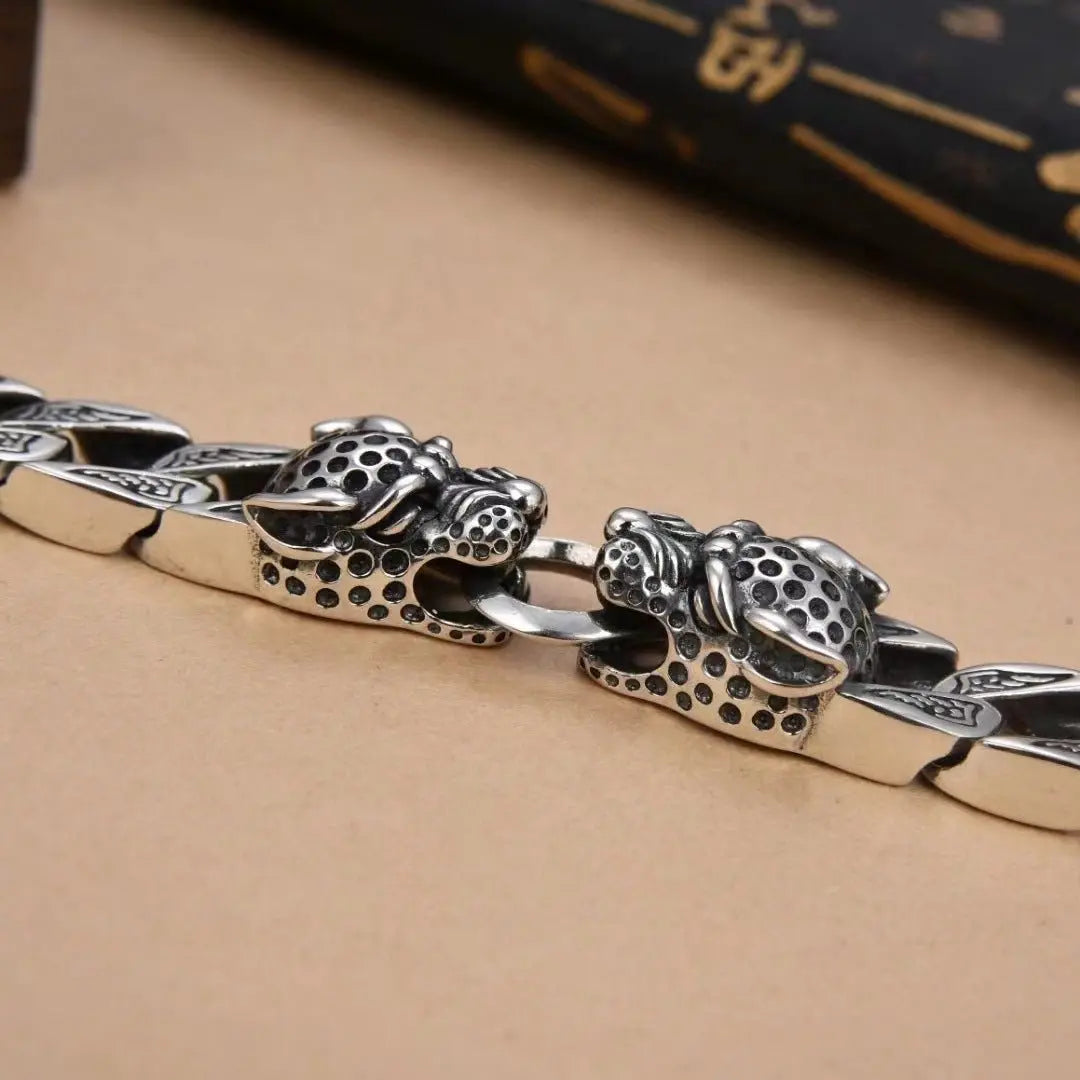 Very domineering retro double leopard men's bracelet - Blade & Thread