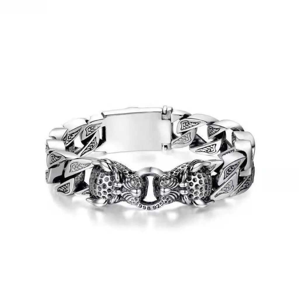 Very domineering retro double leopard men's bracelet - Blade & Thread