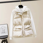 Vest Women Cotton Padded  Women's Winter Sleeveless Jacket with Zipper Stand Collar Casual Coats nowadaysfashion