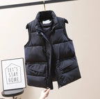 Vest Women Cotton Padded  Women's Winter Sleeveless Jacket with Zipper Stand Collar Casual Coats nowadaysfashion