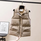 Vest Women Cotton Padded  Women's Winter Sleeveless Jacket with Zipper Stand Collar Casual Coats nowadaysfashion