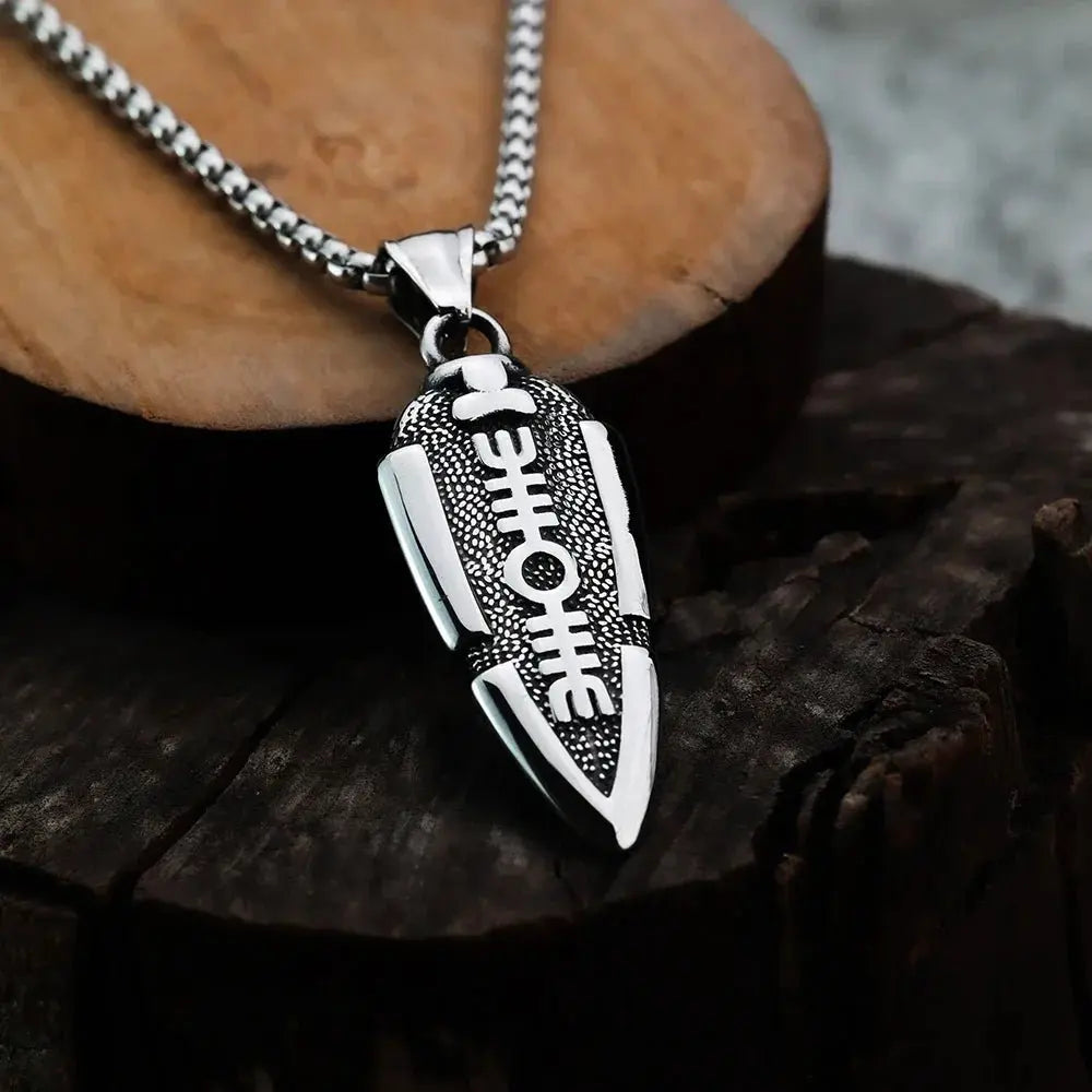 Viking Odin's Spear Gunnier Titanium Steel Personalized Double Sided Rune Pendant - Blade & Thread