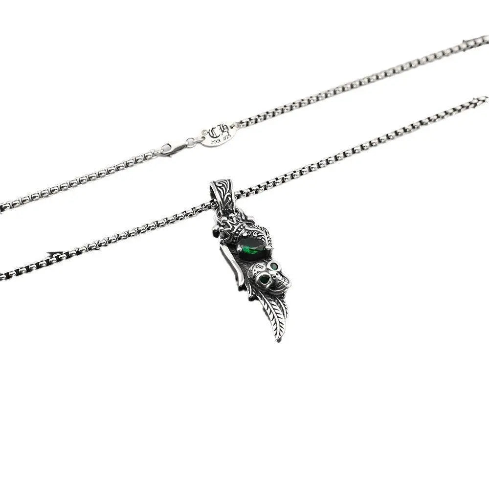Vintage feather crown skull necklace - Blade & Thread