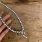 Vintage Grey Pearl Bowknot Pendant Necklace nowadaysfashion