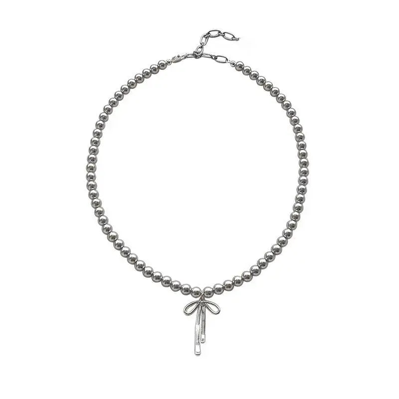 Vintage Grey Pearl Bowknot Pendant Necklace - Blade & Thread
