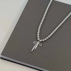 Vintage Grey Pearl Bowknot Pendant Necklace nowadaysfashion