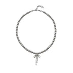 Vintage Grey Pearl Bowknot Pendant Necklace nowadaysfashion