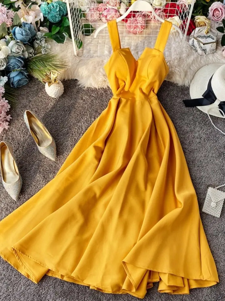 Vintage Long Dress Sexy Spaghetti Strap Backless Bandage Party Dress - Blade & Thread