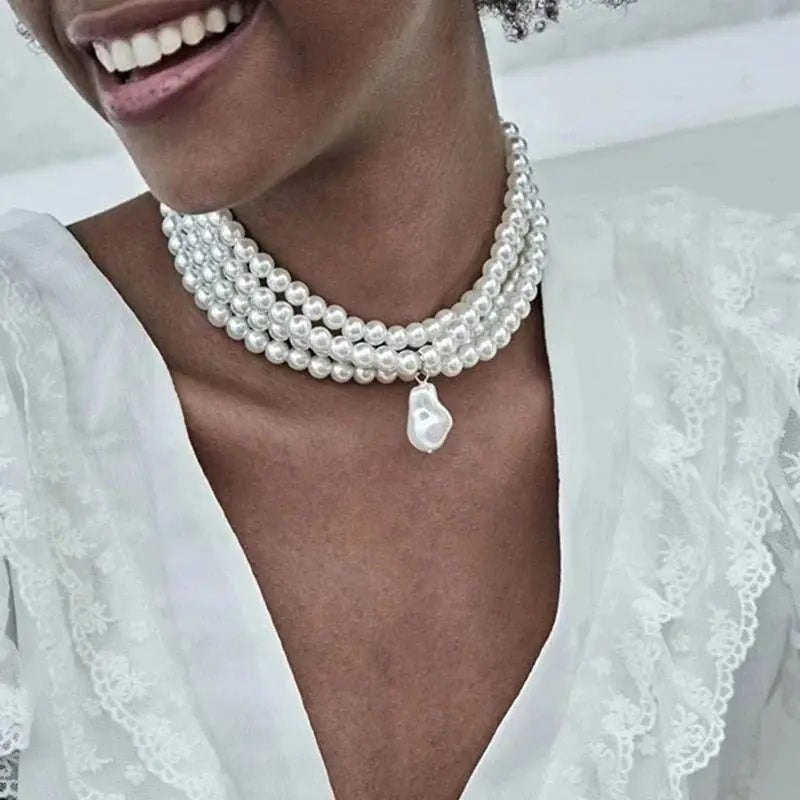 vintage pearl necklace multi strand pearl necklace - Blade & Thread