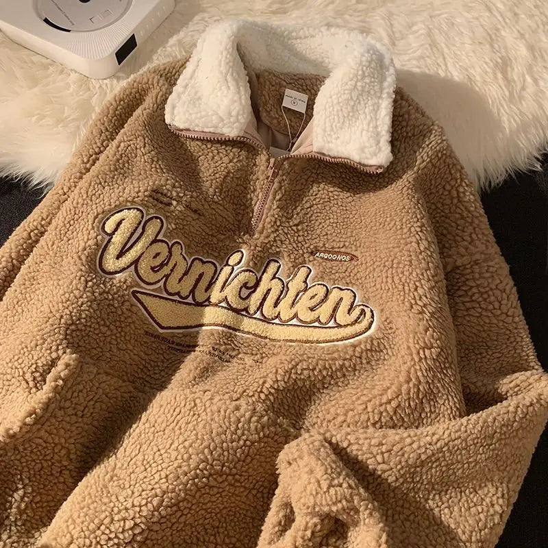 Vintage Punk Sweatshirts Casual V-neck Long Sleeve Letter Embroidery Hoodie - Blade & Thread