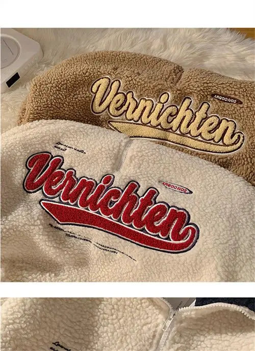 Vintage Punk Sweatshirts Casual V-neck Long Sleeve Letter Embroidery Hoodie nowadaysfashion