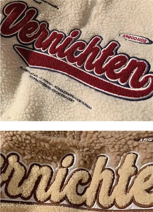 Vintage Punk Sweatshirts Casual V-neck Long Sleeve Letter Embroidery Hoodie - Blade & Thread