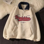 Vintage Punk Sweatshirts Casual V-neck Long Sleeve Letter Embroidery Hoodie nowadaysfashion