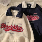 Vintage Punk Sweatshirts Casual V-neck Long Sleeve Letter Embroidery Hoodie nowadaysfashion