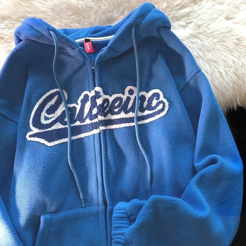 Vintage Punk Sweatshirts Casual V-neck Long Sleeve Letter Embroidery Hoodie nowadaysfashion
