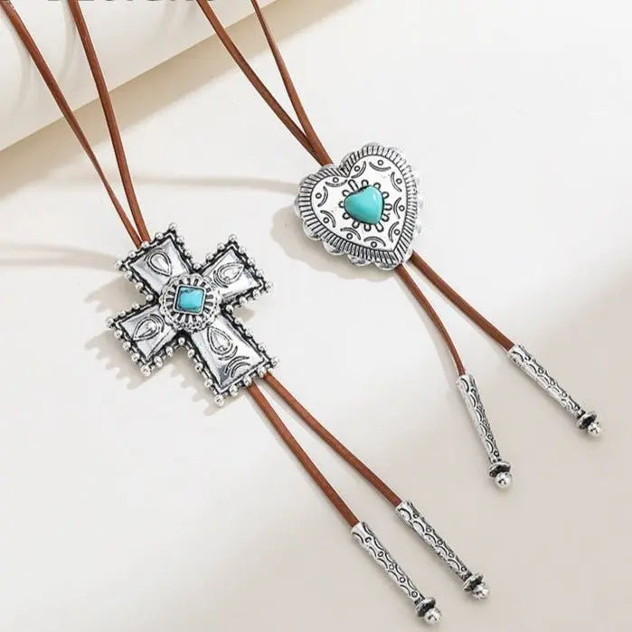 Vintage Turquoise Cross Necklace nowadaysfashion
