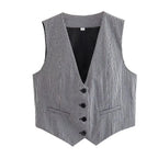 Vintage V Neck Sleeveless Female Outerwear White Chic Vests nowadaysfashion