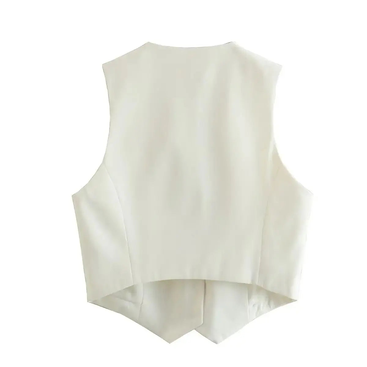Vintage V Neck Sleeveless Female Outerwear White Chic Vests nowadaysfashion