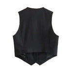 Vintage V Neck Sleeveless Female Outerwear White Chic Vests nowadaysfashion